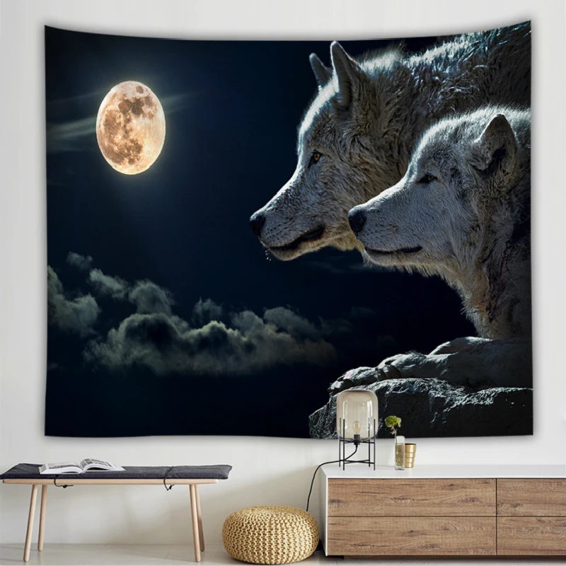 Животные 3D напечатанные настенные Висячие индийские гобелены слон Волк тигр