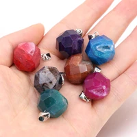 natural stone pendant round shape faceted agate exquisite charms for jewelry making diy bracelet necklace earrings accessories