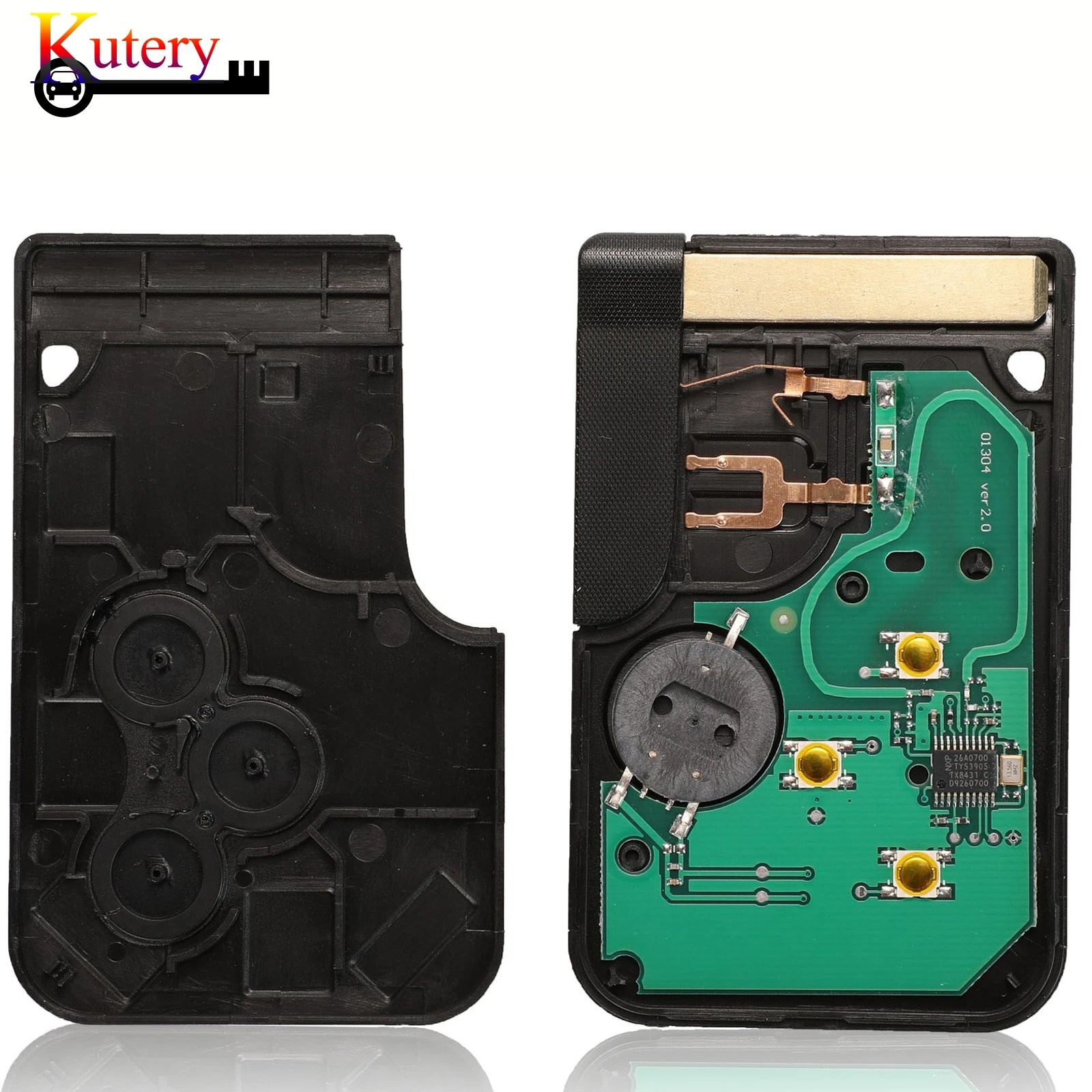 

Kutery 10pcs/Lot Remote Card Car Key For Renault Megane Scenic Grand 3 Buttons 433Mhz ID46 PCF7947 Chip With Insert Small Blade