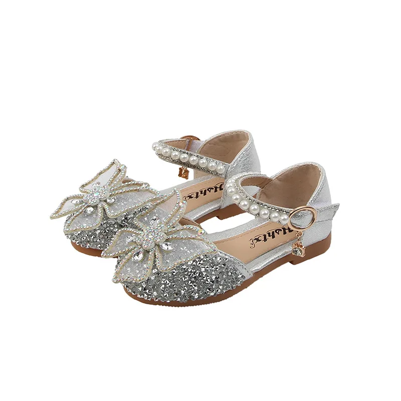 

2021 spring and summer new girl sandals children's bow princess sandals girls sequin dance performance sandals kids sandals