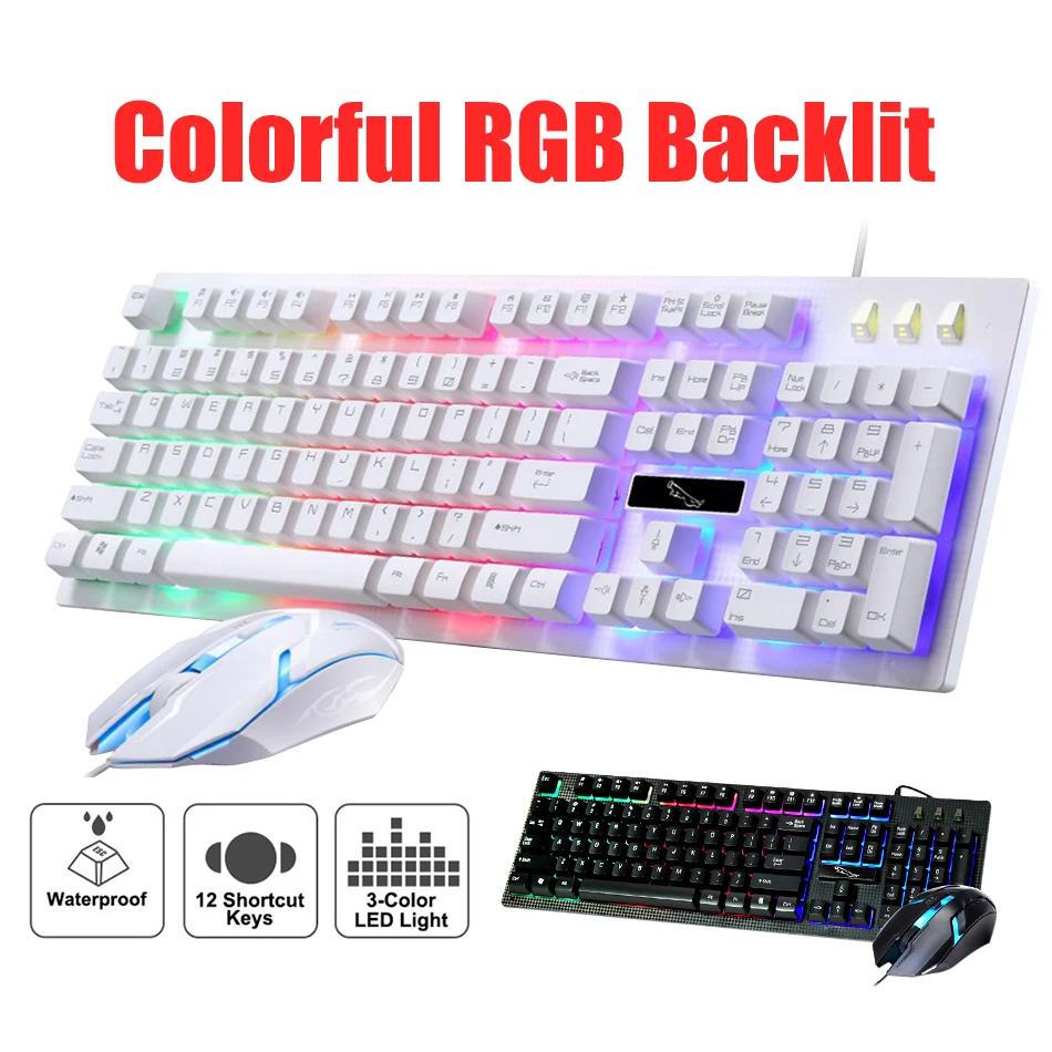 Проводная клавиатура и мышь Combo RGB подсветка игры USB геймерская для ПК набор мышей