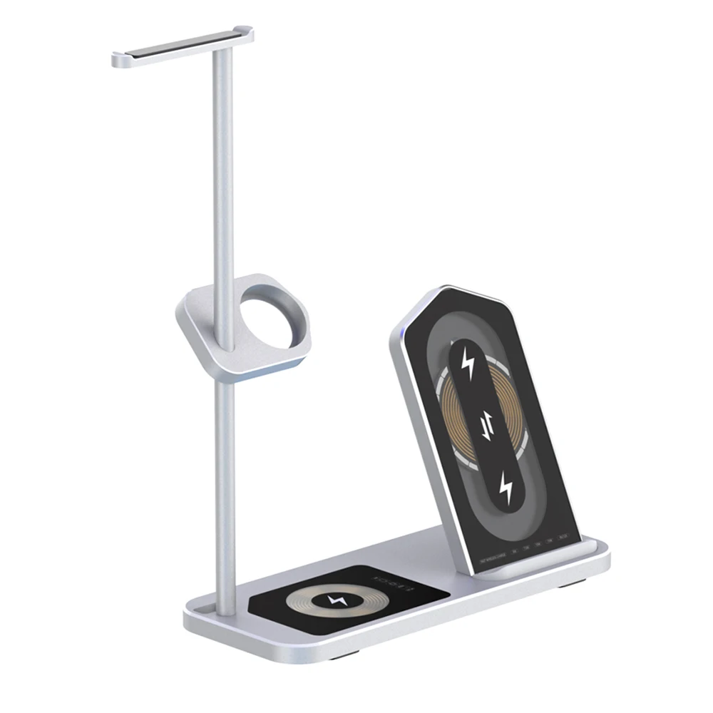 

4 In 1 Wireless Charger Aluminum Alloy Magnetic Qi Phone Charger Stand Earbuds Charging Pad Mat For IPhone 12 Watch