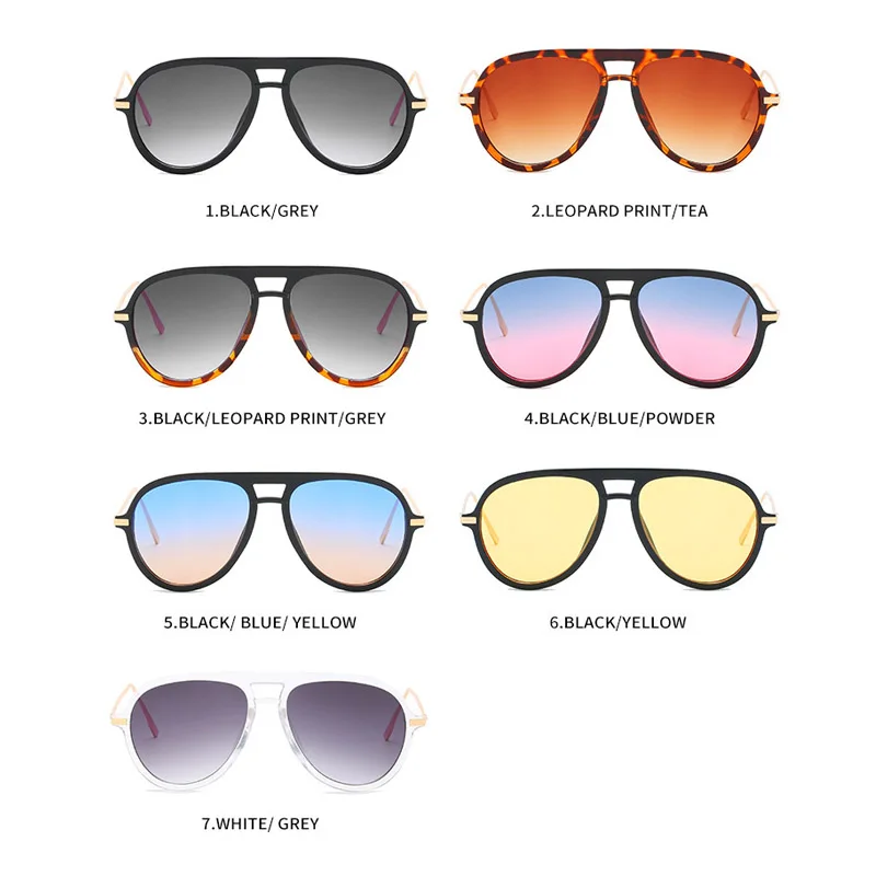 

2021 New classic retro pilot sunglasses female fashion aviation oversized gradient men's driving glasses UV Women ins Popular