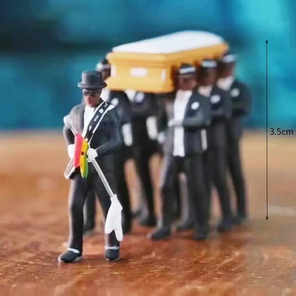 

1/64 Simulation Ghana Funeral Coffin Dancing Pallbearer Team Model Action Figure Tabletop Ornaments Car Decor Prank Trick Toy