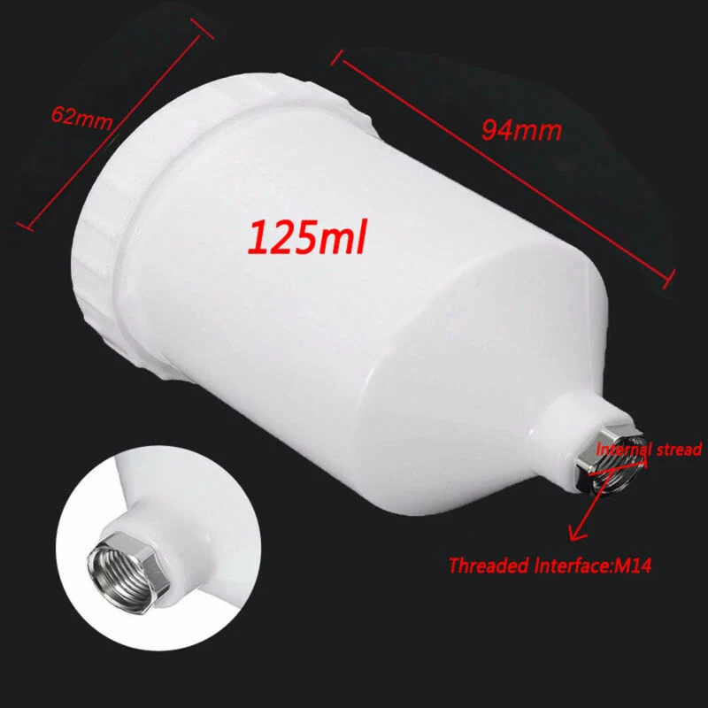 

M14*1.0mm Spray cups Paint Pot Replacement Set Spare 125ML Thread White