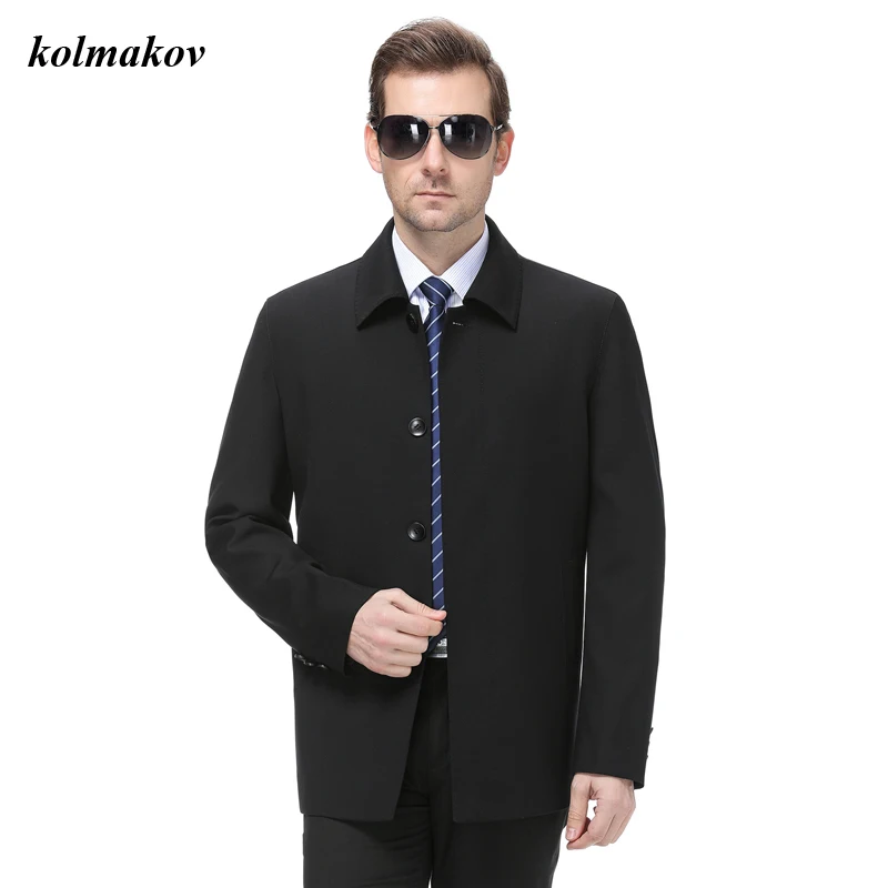 

KOLMAKOV Men Large Size Boutique Jacket Overcoat Business Casual Solid Loose Covered Button Jacket Plus Size M-7XL