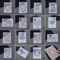 diy animal series painting stencils a4 lace ruler drawing template hollow out hand painted coloring books for kids scrapbooking