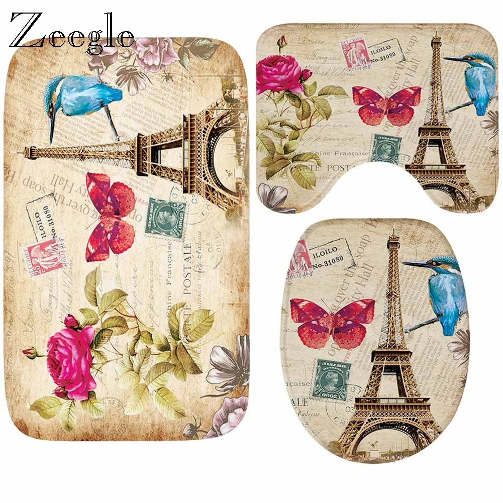 Набор противоскользящих ковриков для ванны Zeegle чехол на сиденье унитаза коврик