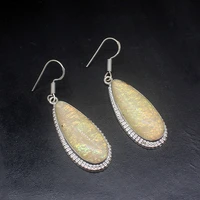 gemstonefactory big promotion single unique 925 silver yellow dichroic glass women ladies gift dangle drop earrings 20211794