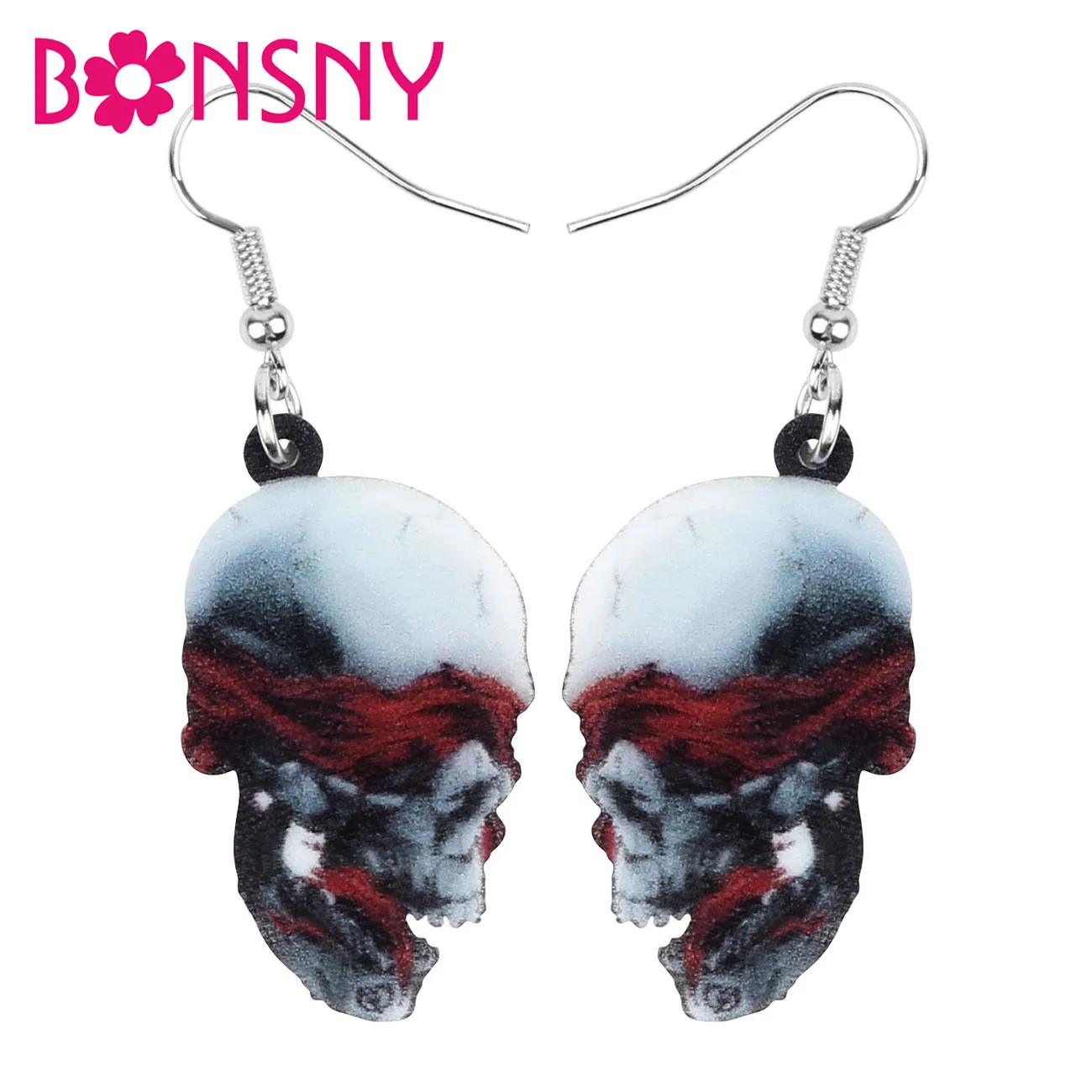 

Bonsny акриловый Хэллоуин, ужас, череп, скелет, голова, искусственная Женская, девочка, Подростковая вечеринка, украшение, подарок