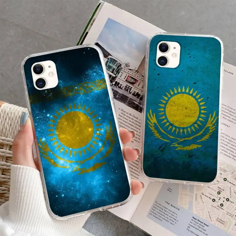 

Kazakhstan flag Phone Case For iPhone 6 7 8 11 12 13 Plus XS Max XR Pro Mini SE Soft Transparent Cover Fundas Coque