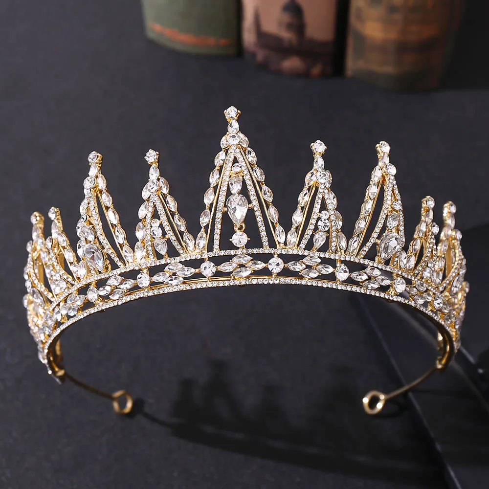 

MYFEIVO Gold Silver Color Crystal Bridal Crown Rhinestone Wedding Tiaras Elegant Headband Hair Jewelry Accessories HQ0952