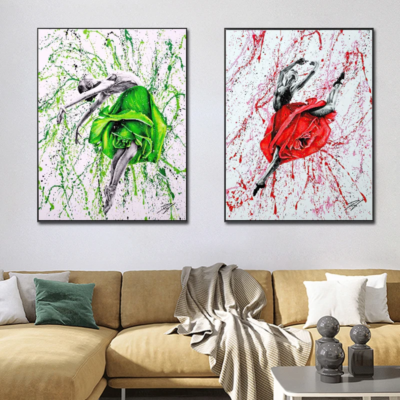

Graffiti Ballerina Wall Art Poster Abstract Ballet Dancer Girls Canvas Painting Print Picture for Living Room Home Decoration