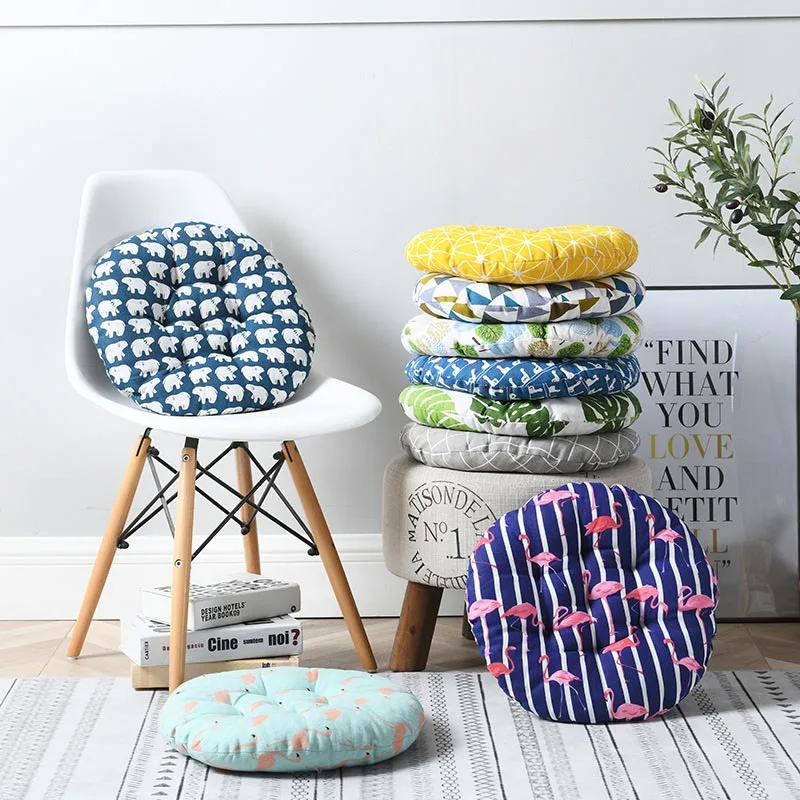 

Round Seat Cushion Printed Thicken Chair Cushion Soft Breathable Office Chair Cushions Student Seat Pad Throw Pillow Home Decor