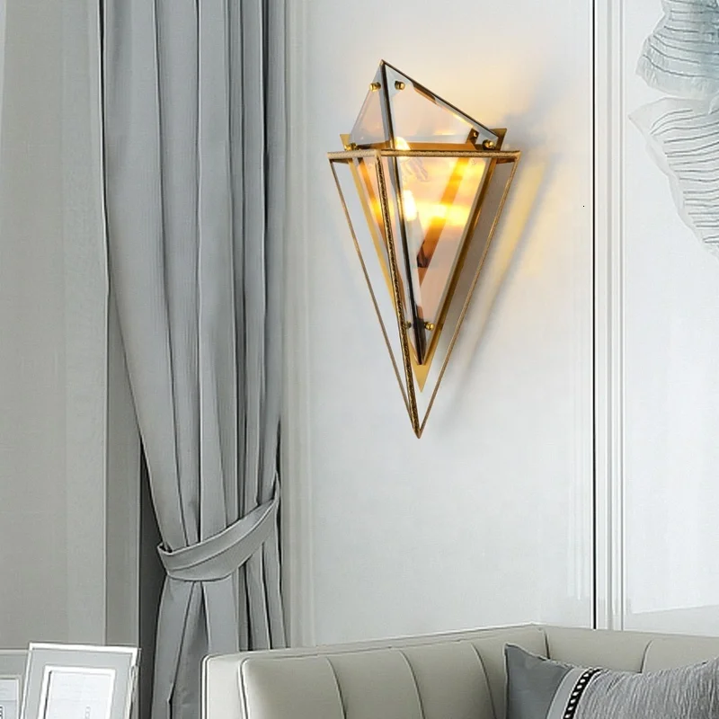 Nordic postmodern design sconces light Simple strip glass modern wall lamp Ins wind blue white gray lights for home | Лампы и