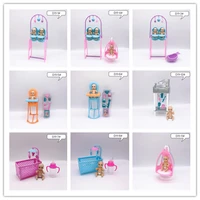 2020 latest mixed doll plastic furniture mini toy dining chair tableware crib barbies accessories diy toy play house gift