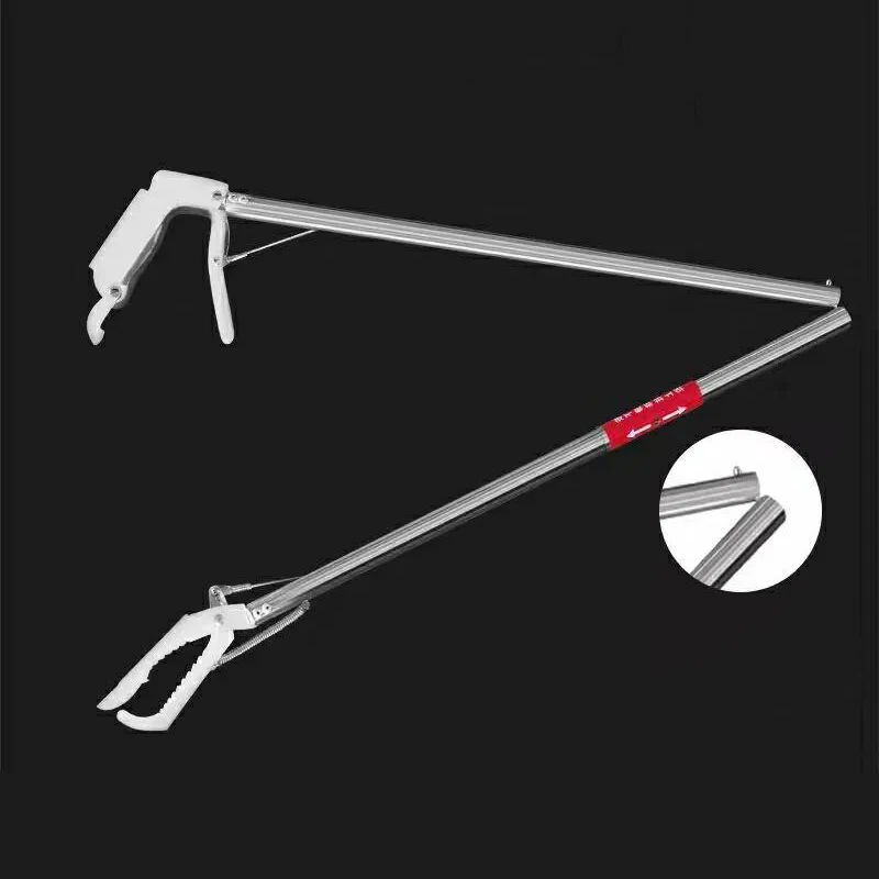 Pinzas de serpiente plegables de 1,2 m, recogedor de reptiles, alicates de mand&iacute;bula ancha plegables, suministro de herramientas de Control de serpiente de acero inoxidable-1