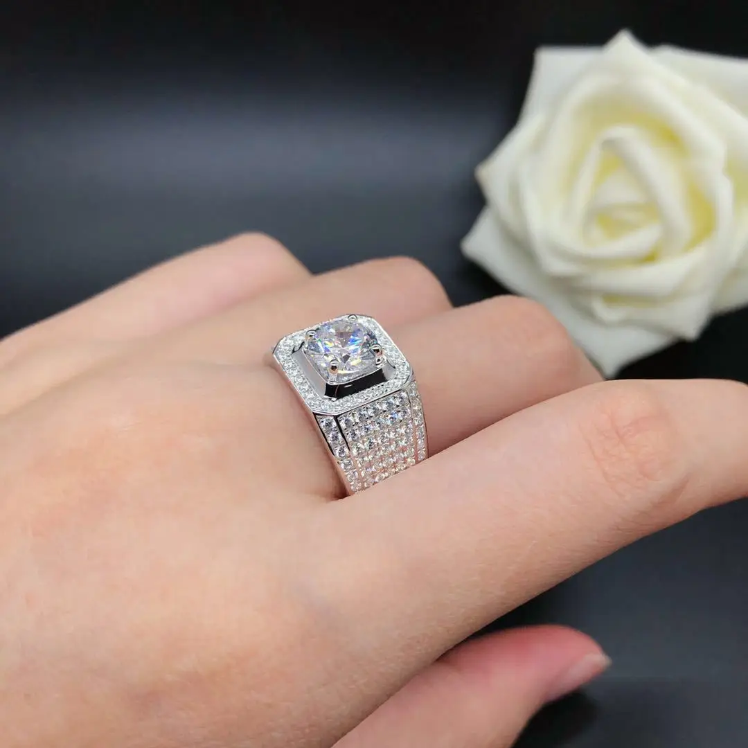 1.5ct карат AAAAA высокое качество NSCD мужское кольцо S925 серебро белые золотые обручальные кольца Роскошные ювелирные изделия
