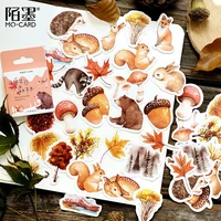 46 pcs box autumn maple leaf forest and animals paper decorative stickers notebook decoration