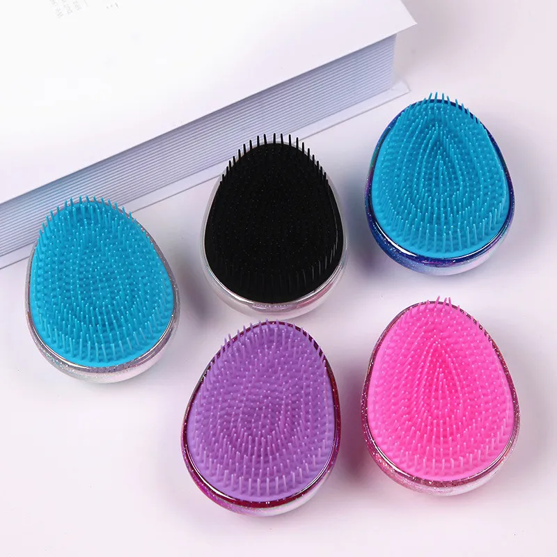 

Tangle Hair Brush Egg Shape Glitter BlingBling Massage Hairbrush Anti Static Salon Styling Tools Hair Detangling Smoothing Comb