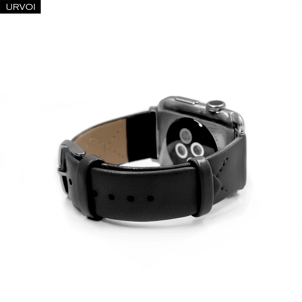 Кожаный ремешок URVOI для Apple Watch series 7 6 SE 5 4 3 2 браслет iWatch 41 45 мм со стразами