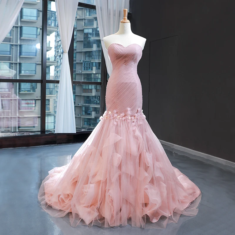 Женское вечернее платье с юбкой годе без бретелек оборками|Вечерние платья| |