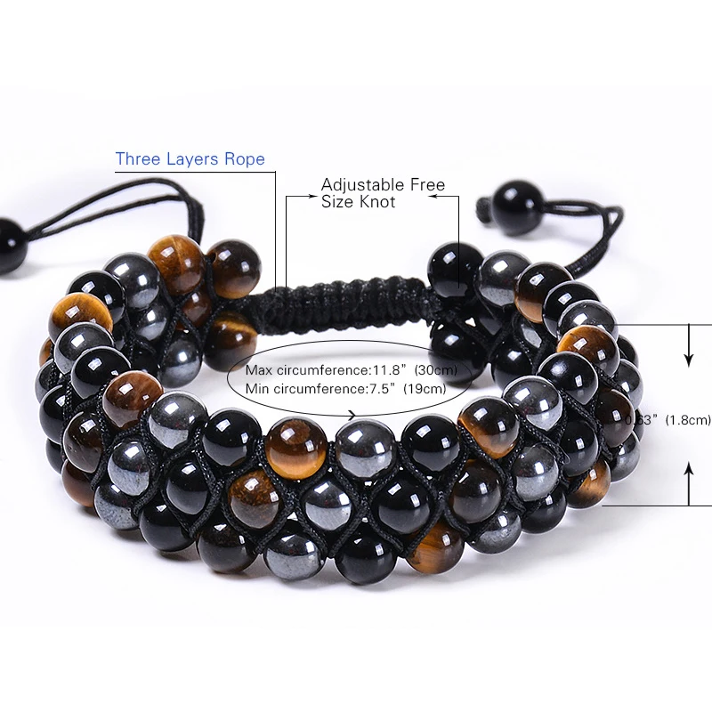 2020 новый дизайн мужские и женские браслеты из натурального камня с бусинами три