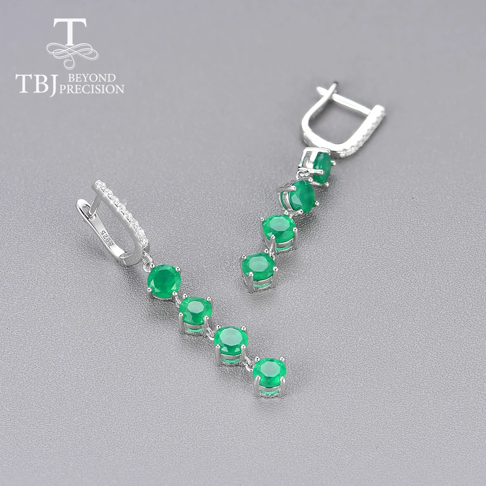 Женский ювелирный комплект из серебра 925 пробы с натуральным зелёным