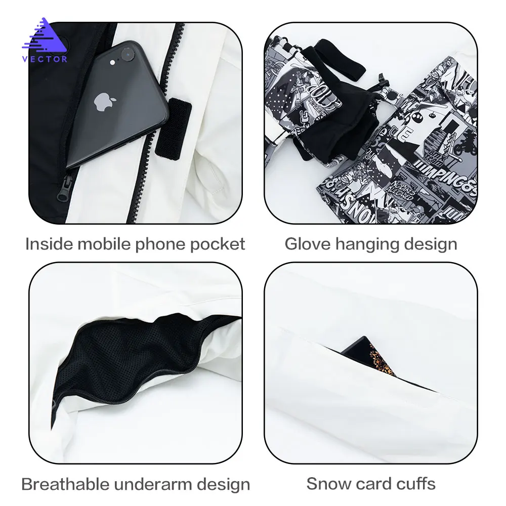 Мужская и Женская лыжная куртка VECTOR лыжные штаны зимнее теплое ветрозащитное