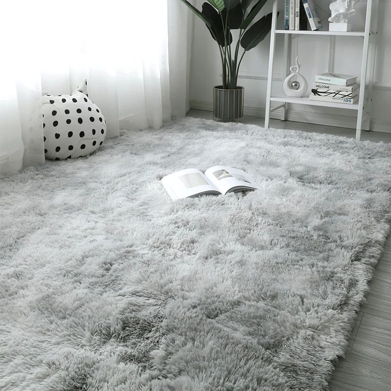 

Plush Carpet for Living Room Fluffy Rug Thick Bed Room Carpets Anti-slip Floor Gray Soft Rugs Tie Dyeing Velvet Kids Room Mat