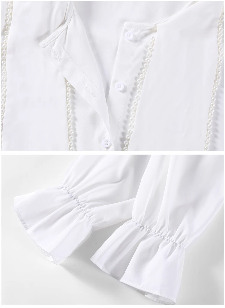 

Long Sleeve Chiffon Blouse Shirt Blouse Women Blusas Mujer De Moda 2021 Beading Bow Collar Blouse Tops Women Blouses Blusa E307