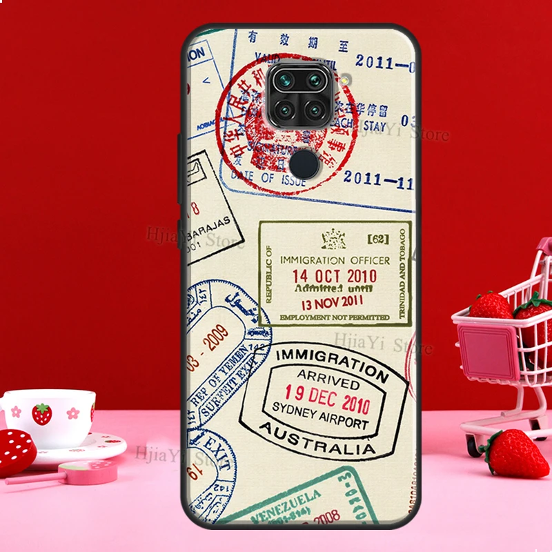 Retro Post Card Passport Stamps Case For Xiaomi Redmi Note 11 10 9 8 12 Pro Plus 12S 11S 10S Cover 12C 10C 10A 9C |