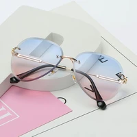 rimless sunglasses women gradient shades cutting lens ladies frameless metal eyeglasses uv400 vintage round