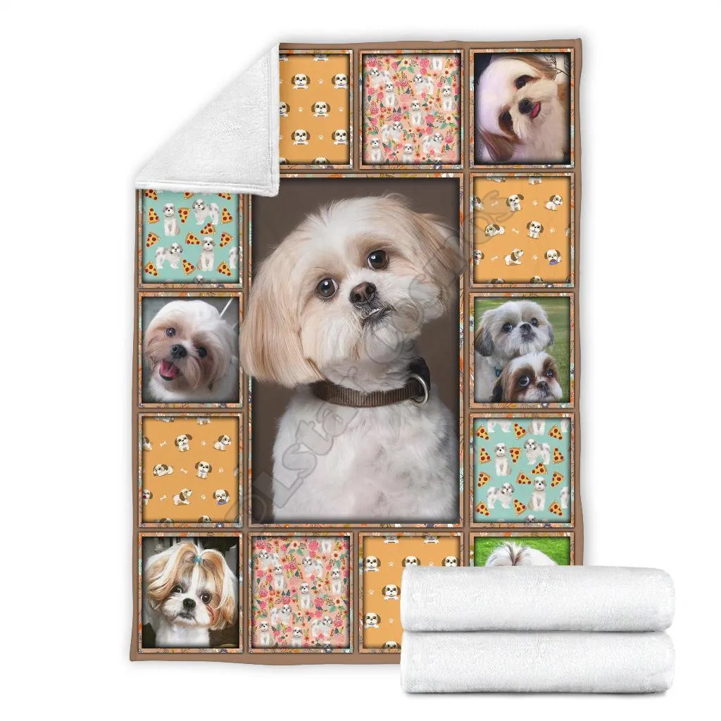 

Cute shih tzu fleece blanket dog wearwanta Printed Wearable Blanket Adults/kids Fleece Blanket Sherpa Blanket 02