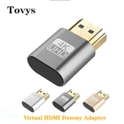 HDMI виртуальный дисплей 4K HDMI подключаемый разъем DDC EDID Чит виртуальный разъем HDMI муляж эмулятор адаптер для майнинга биткоинов