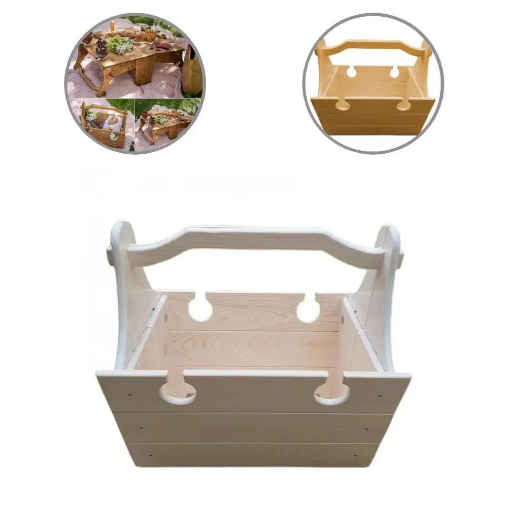 

Useful Folding Picnic Basket Table High Stability Wood Delicate Firmly Picnic Table Picnic Basket Folding Basket Table