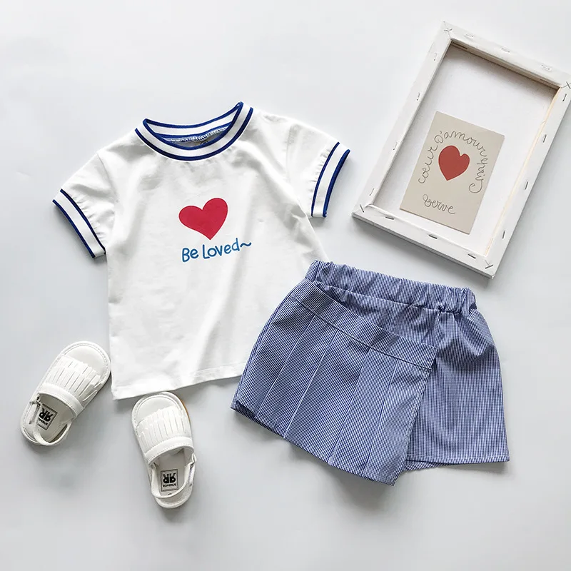 Детская одежда Новинка 2019 года спортивный костюм летняя для маленьких девочек