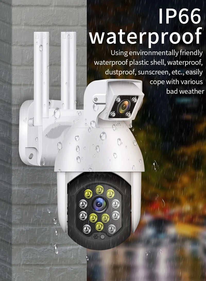 

4X Digital Zoom IR Dual-Lens Two-way Talk Audio 2MP PZT IP Camera Wifi Camera Outdoor motion detecting HD CCTV Security Camera