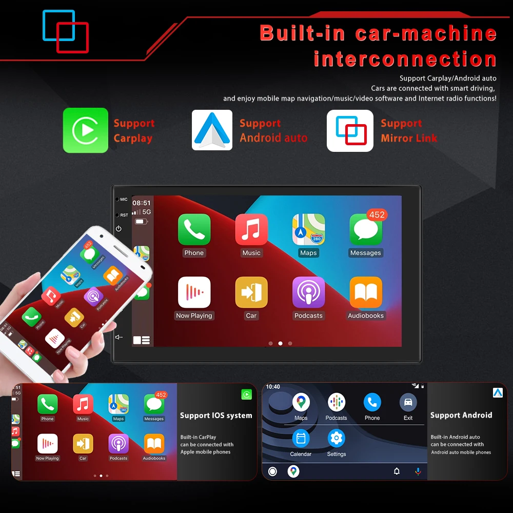 AMPrime AI автомобильный 8-ядерный Android 7-дюймовый емкостный сенсорный экран Высокое