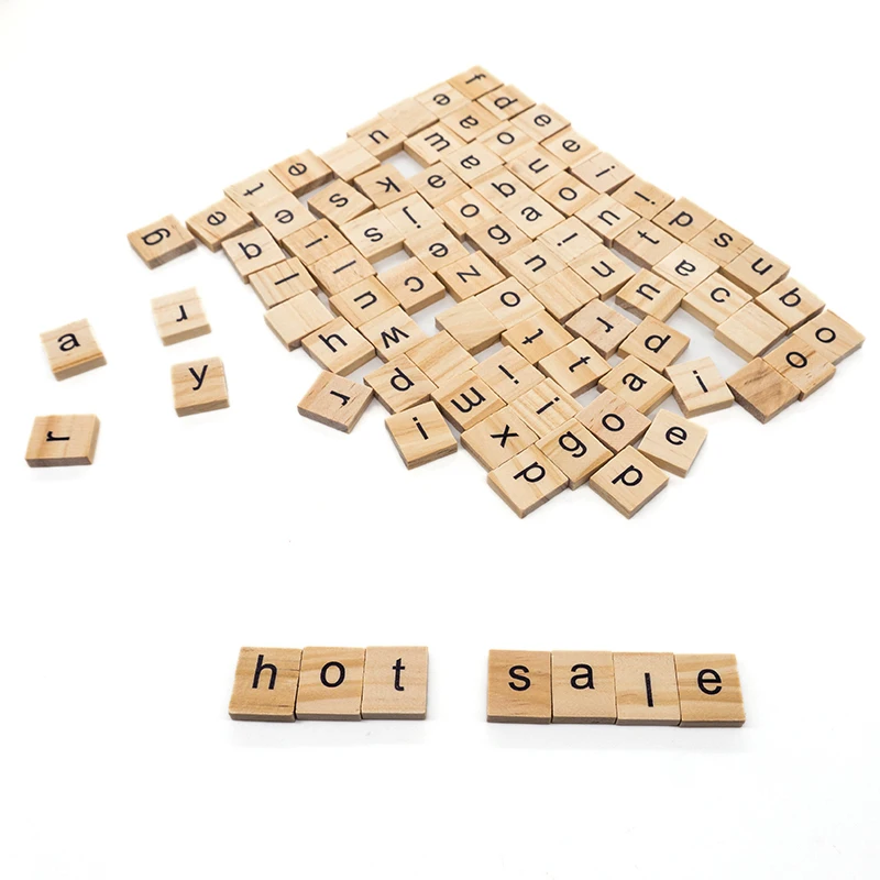 100pcs/lot Hot Kids DIY Wooden Alphabet Crafts Educational Scrabble Letters Craft Jigsaw Puzzles Educational Toys For Children