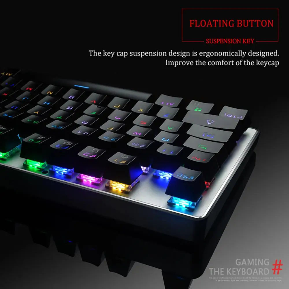 RGB Mechanical Keyboard Metal Wired Colorful Backlit Anti-ghosting 87 Keys Blue Switch Gaming Keyboards For Desktop Laptop | Компьютеры и
