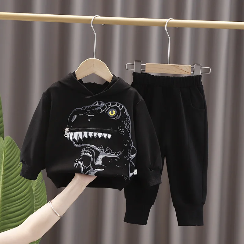 

Autumn Baby Boys Girls Clothing Sets Children Cartoon Dinosaur Hooded T Shirt Pants Toddler Infant Clothes Kids Casual Outfit