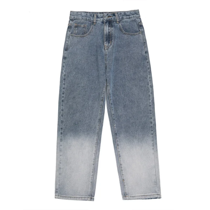 

Japanese gradient mopping men's jeans loose straight wide-leg pants men's trendy brand all-match long pants