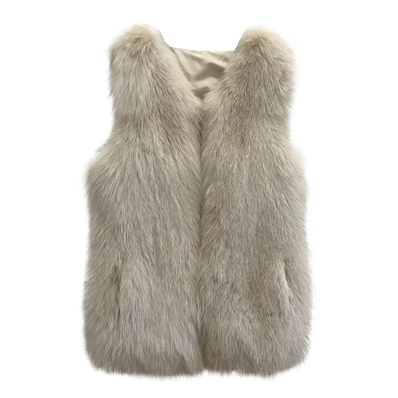 

Winter 100%High Quality Real Fox Fur Whole Pelt Skin Vest Vests Gilet Coat Outwear Jacket Garment Overcoat Sleeveless Top Nature