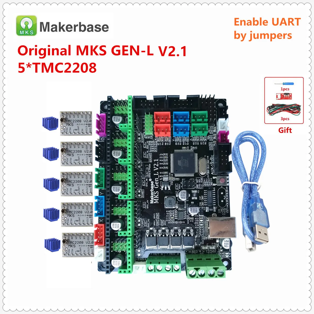 makerbase original mks gen l v2 1 3d printer control card mks motherboard support a4988 drv8825 tmc2130 tmc2208 tmc2209 lv8729 free global shipping