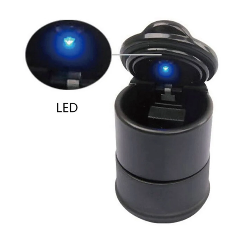 LED light Высокотемпературный светодиодный автомобильный Пепельница Съемная автомобильная пепельница для дома и офиса Бездымная пепельница сигарета цилиндр Пепельница держатель - Цвет: LED light