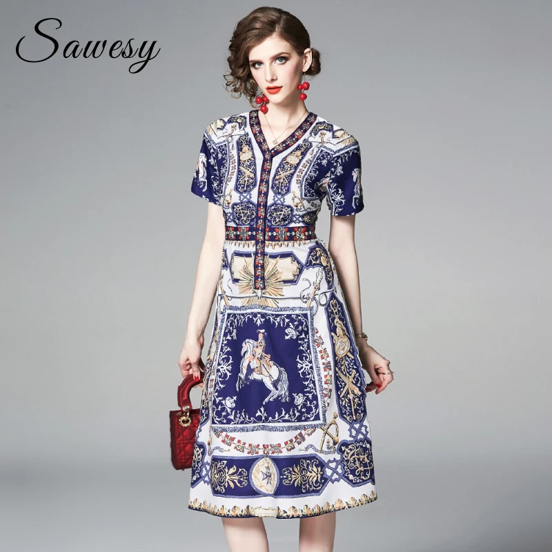 Элегантные вечерние платья с принтом в стиле ретро и v образным вырезом лето 2020