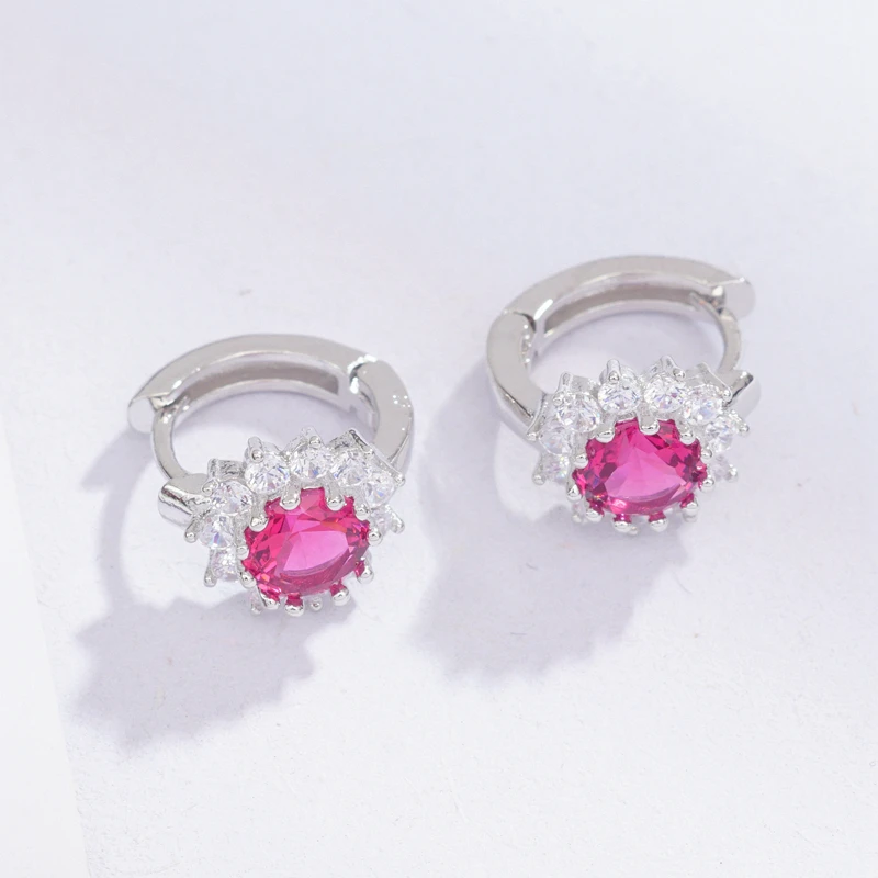 Серьги-кольца круглой формы в форме капли сердца с кубическим цирконием женские