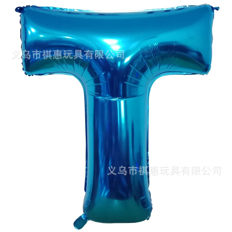40 inch Blue aluminum film letter balloon Aluminum foil birthday Party wedding supplies Decorative photography props balloon - Цвет: T