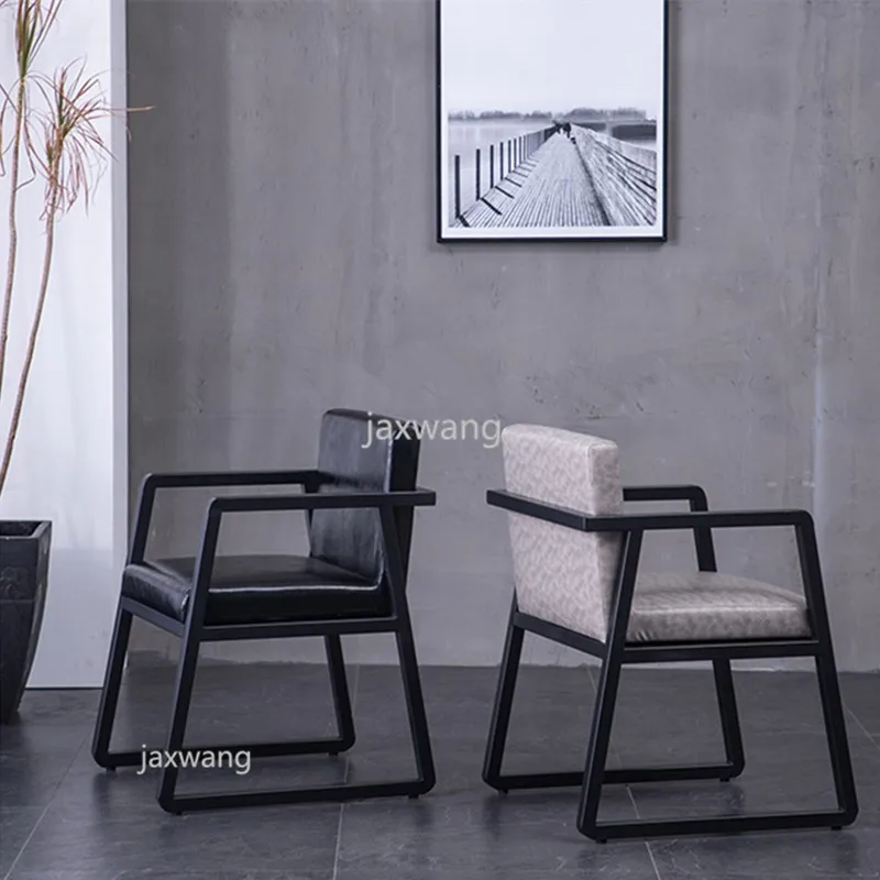 Кресло железная спинка обеденный стул кожа мягкая сумка промышленный стиль для